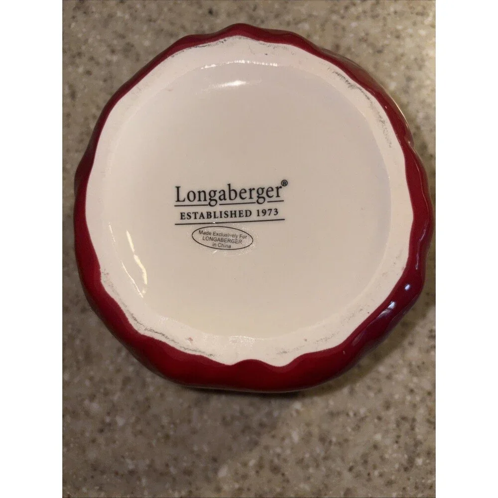 Longaberger Pottery Santa's Christmas Gift Toy Bag Dip Bowl Jam Jar - NO LID